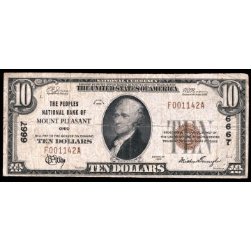 Mount Pleasant – Ohio – CH 6667 – FR 1801-1 – F/FV - National Bank Note 