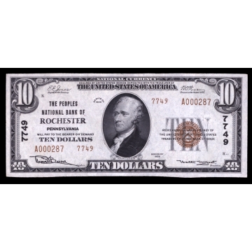 Rochester – Pennsylvania – CH 7749 – FR 1801-2 – XF - National Bank Note