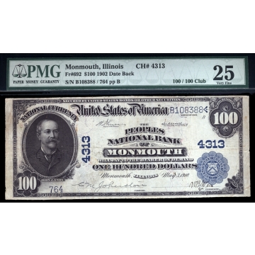 Monmouth – Illinois – CH 4313 – FR 692 – PMG 25 - National Bank Note 