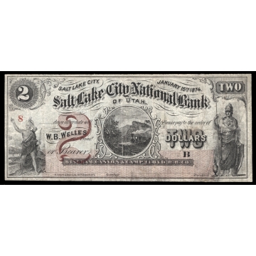 Rust 130 $2 Jan 15, 1874 Mormon Paper Money