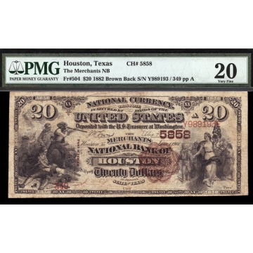 Houston – Texas – CH 5858 – FR 504 – PMG 20 - National Bank Note 