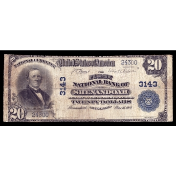 Shenandoah – Pennsylvania – CH 3143 – FR 650 – Fine - National Bank Note 