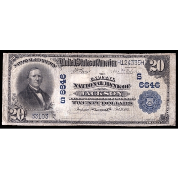 Jackson – Mississippi – CH 6646 – FR 650 – Fine + - National Bank Note 