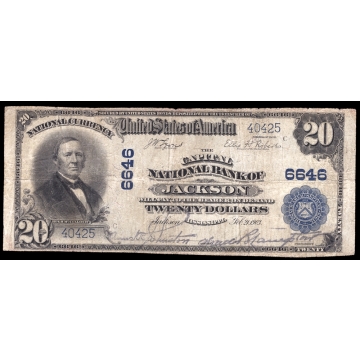 Jackson – Mississippi – CH 6646 – FR 650 – Fine - National Bank Note 