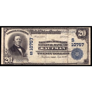 Kaufman – Texas – CH 10757 – FR 658 – VF - National Bank Note 