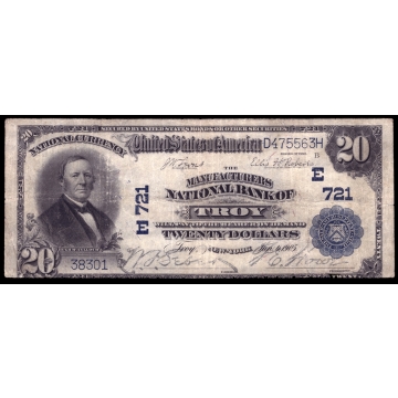 Troy – New York – CH 721 – FR 650 – Fine - National Bank Note 