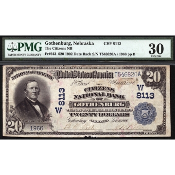 Gothenburg – Nebraska – CH 8113 – FR 643 – PMG 30 - National Bank Note 