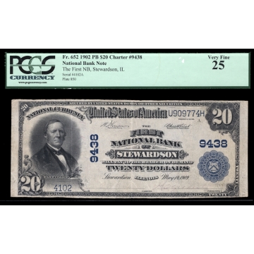 Stewardson – Illinois – CH 9438 – FR 652 – PCGS 25 - National Bank Note 