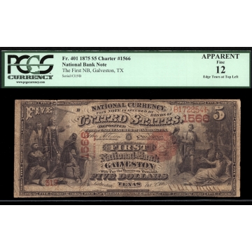 Galveston – Texas – CH 1566 – FR 401 – PCGS 12A - National Bank Note 