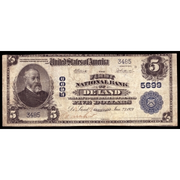 De Land – Illinois – CH 5699 – FR 607 – F/VF - National Bank Note 