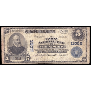 Friendship – New York – CH 11055 – FR 606 – VG/F - National Bank Note 