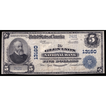 Glen Lyon – Pennsylvania – CH 13160 – FR 610 – F/VF - National Bank Note 