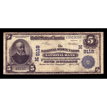 National Stock Yards – Illinois – CH 9118 – FR 592 – Fine + - National Bank Note 