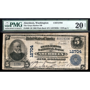 Aberdeen – Washington – CH 12704 – FR 609 – PMG 20 NET - National Bank Note 