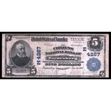 Waynesburg – Pennsylvania – CH 4267 – FR 601 – F / VF - National Bank Note 