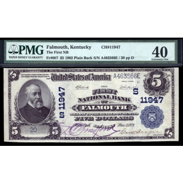 Falmouth – Kentucky – CH 11947 – FR 607 – PMG 40 - National Bank Note 