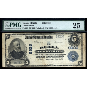 Ocala – Florida – CH 9926 – FR 601 – PMG 25 - National Bank Note 