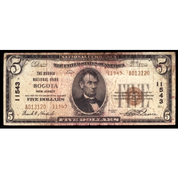 Bogota – New Jersey – CH 11543 – FR 1800-2 – Fine - National Bank Note 