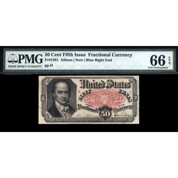 FR. 1381 Fifth Issue 50C Fractional Currency PMG 66 EPQ