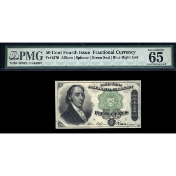 FR. 1379 Fourth Issue 50C Fractional Currency PMG 65