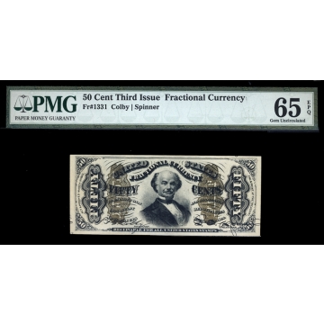 FR. 1331 Third Issue 50C Fractional Currency PMG 65EPQ