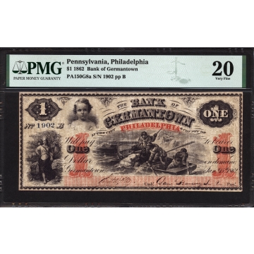 $1 1862 The Bank of Germantown - Philadelphia, Pennsylvania PMG 20