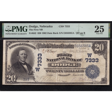 Dodge - Nebraska - CH 7333 - FR 642 - PMG 25 - National Bank Note 