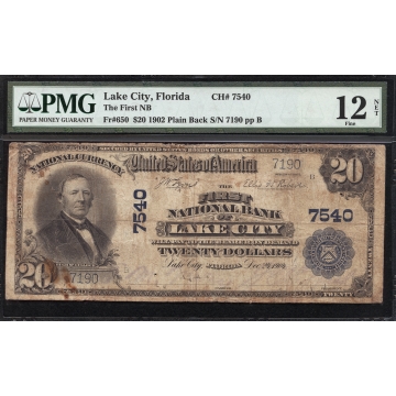 Lake City - Florida - CH 7540 - FR 650 - PMG 12 - National Bank Note 