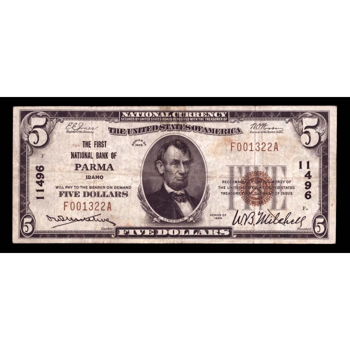 Parma – Idaho – CH 11496 – FR 1800-1 – VF - National Bank Note 