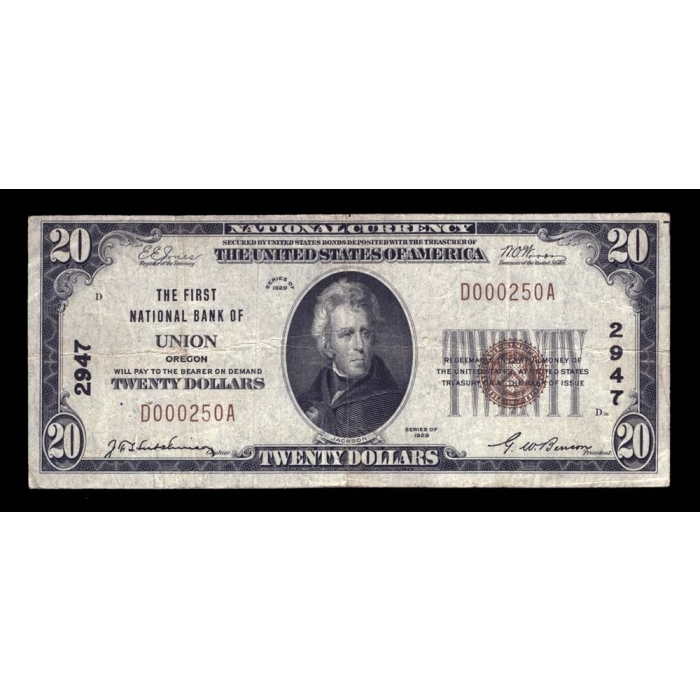 Union – Oregon – CH 2947 – FR 1802-1 – VF - National Bank Note 