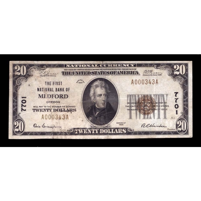 Medford – Oregon – CH 7701 – FR 1802-1 – VF - National Bank Note 