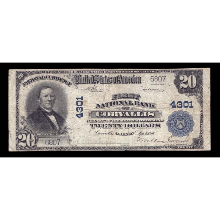 Corvallis – Oregon – CH 4301 – FR 653 – Fine - National Bank Note 