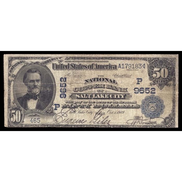 Salt Lake City – Utah – CH 9652 – FR 669 – VG - National Bank Note 