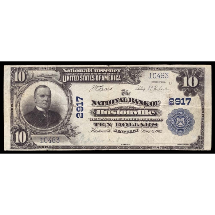 Hustonville – Kentucky – CH 2917 – FR 624 – Fine - National Bank Note 