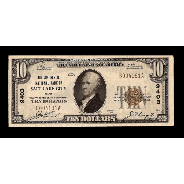 Salt Lake City – Utah – CH 9403 – FR 1801-1 – VF/XF - National Bank Note 