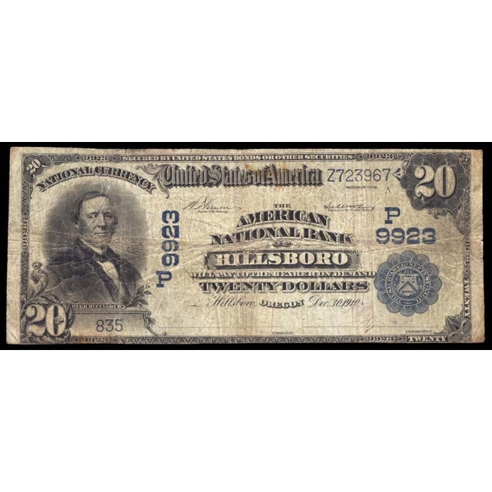 Hillsboro – Oregon – CH 9923 – FR 645 – VG/F - National Bank Note 