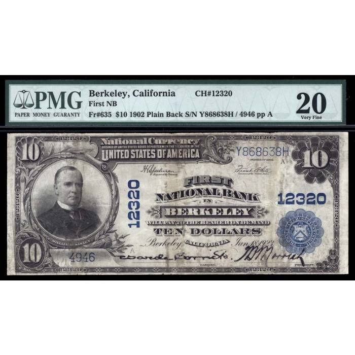 Berkeley – California – CH 12320 – FR 635 – PMG 20 Very Fine - National Bank Note 