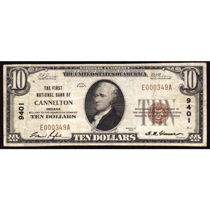 Cannelton – Indiana – CH 9401 – FR 1801-1 – VF - National Bank Note 