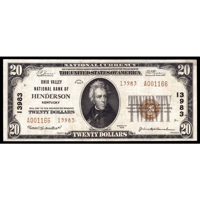 Henderson – Kentucky – CH 13983 – FR 1802-2 – VF - National Bank Note 