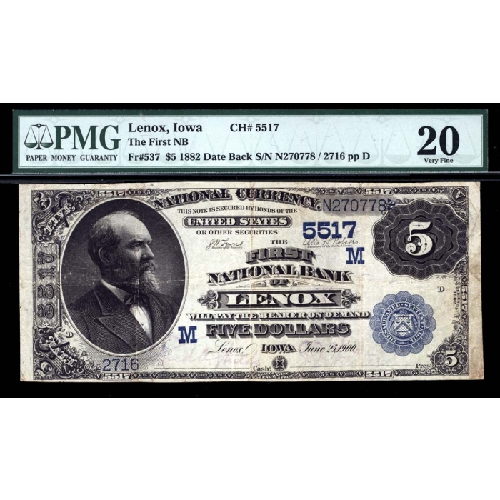 Lenox – Iowa – CH 5517 – FR 537 – PMG 20 - National Bank Note 