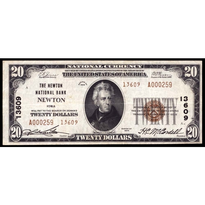 Newton – Iowa – CH 13609 – FR 1802-2 – VF - National Bank Note 