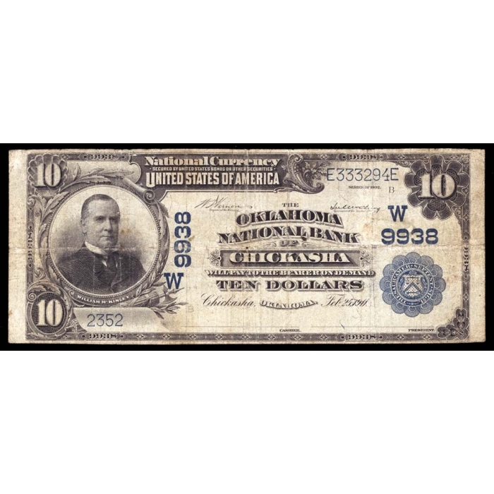 Chickasha – Oklahoma – CH 9938 – FR 627 – VF - National Bank Note 