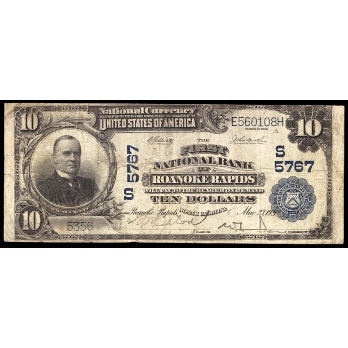 Roanoke Rapids – North Carolina – CH 5767 – FR 633 – VF - National Bank Note 