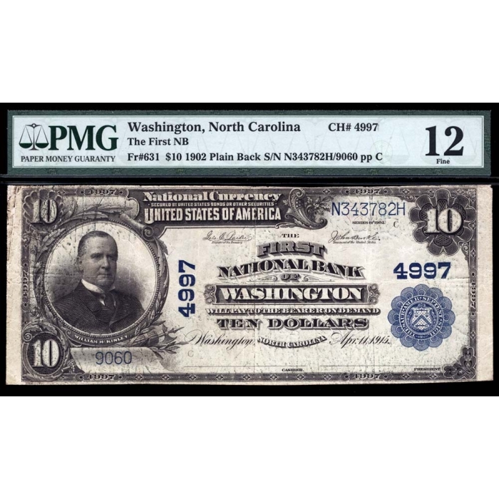 Washington – North Carolina – CH 4997 – FR 631 – PMG 12 - National Bank Note 