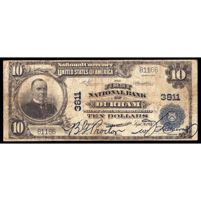 Durham – North Carolina – CH 3811 – FR 626 – Fine - National Bank Note 