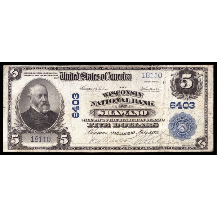 Shawano – Wisconsin – CH 6403 – FR 606 – VF - National Bank Note 