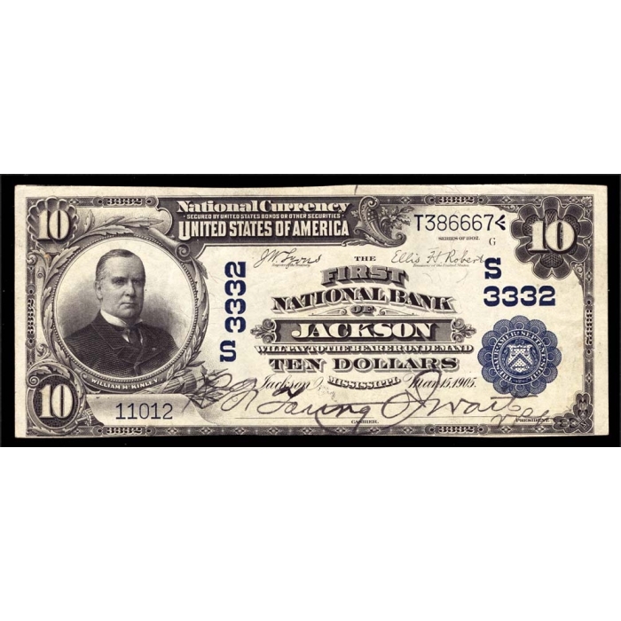 Jackson – Miss – CH 3332 – FR 624 – VF/XF -  National Bank Note 