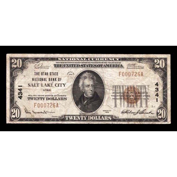 Salt Lake City – Utah – CH 4341 – FR 1802-1 – VF - National Bank Note 