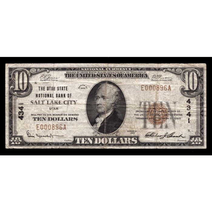 Salt Lake City – Utah – CH 4341 – FR 1801-1 – F - National Bank Note 