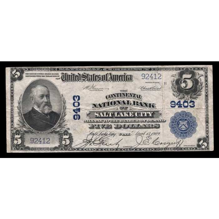 Salt Lake City – Utah – CH 9403 – FR 600 – VF - National Bank Note 